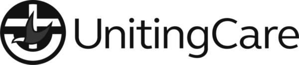 UnitingCare logo featuring a stylized cross with a dove inside a circle, next to the text “UnitingCare” in bold font.